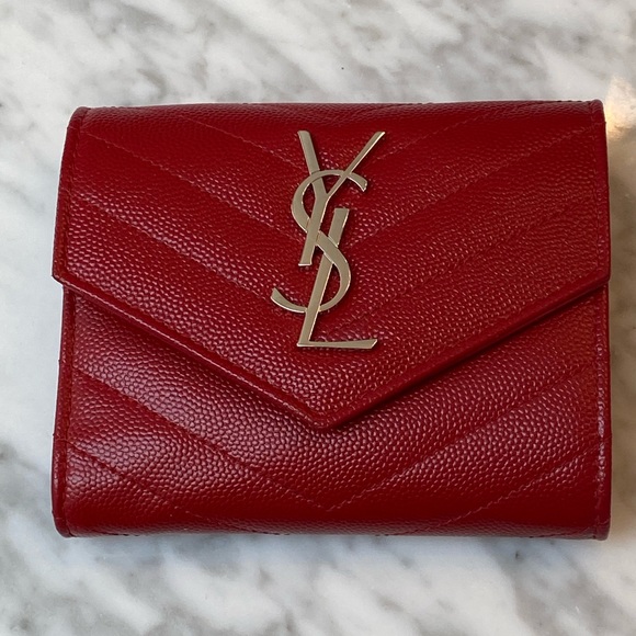 Yves Saint Laurent Accessories - YSL Monogram Red Trifold Wallet